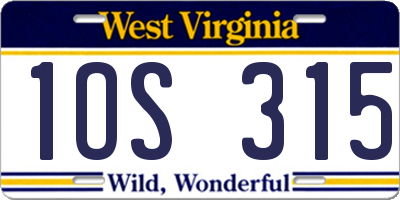 WV license plate 1OS315