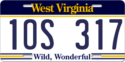 WV license plate 1OS317