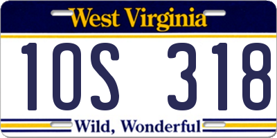 WV license plate 1OS318