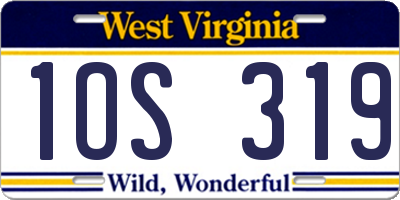WV license plate 1OS319