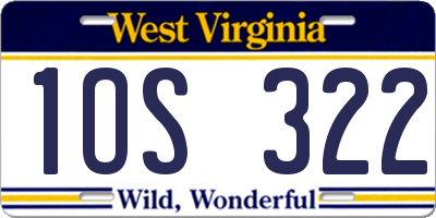 WV license plate 1OS322