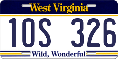 WV license plate 1OS326