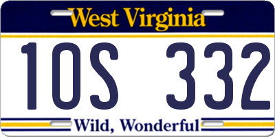WV license plate 1OS332