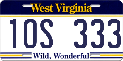 WV license plate 1OS333