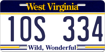 WV license plate 1OS334