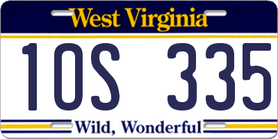 WV license plate 1OS335