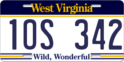 WV license plate 1OS342