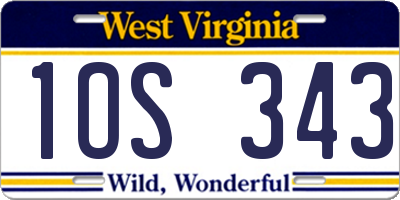 WV license plate 1OS343