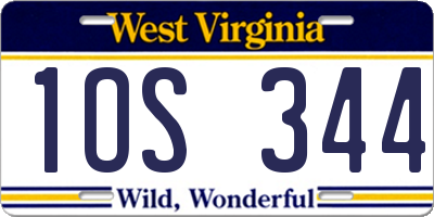 WV license plate 1OS344