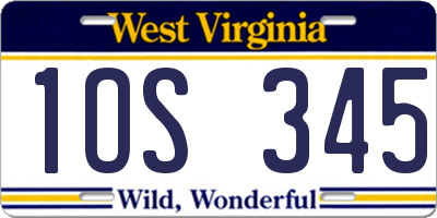 WV license plate 1OS345