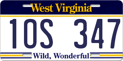 WV license plate 1OS347