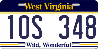 WV license plate 1OS348