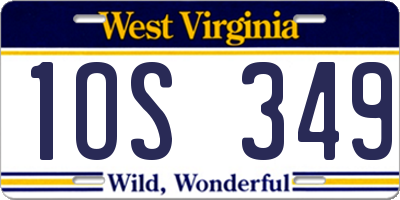 WV license plate 1OS349