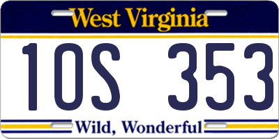 WV license plate 1OS353