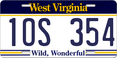 WV license plate 1OS354