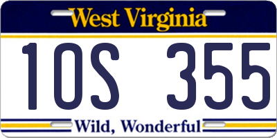 WV license plate 1OS355