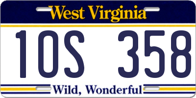 WV license plate 1OS358