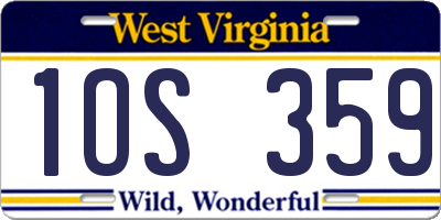 WV license plate 1OS359