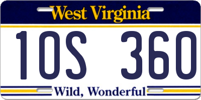 WV license plate 1OS360