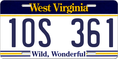 WV license plate 1OS361