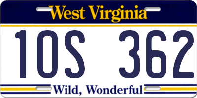 WV license plate 1OS362