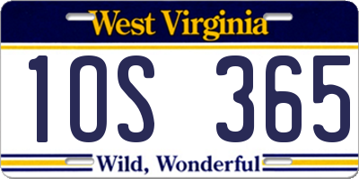 WV license plate 1OS365