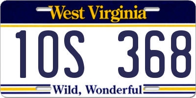 WV license plate 1OS368