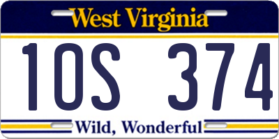 WV license plate 1OS374