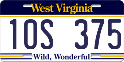 WV license plate 1OS375