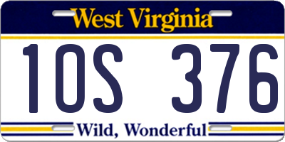 WV license plate 1OS376