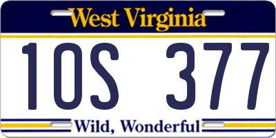 WV license plate 1OS377