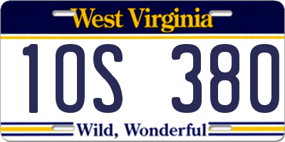 WV license plate 1OS380