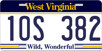 WV license plate 1OS382