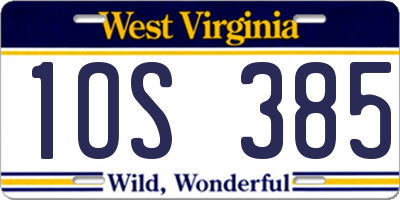 WV license plate 1OS385