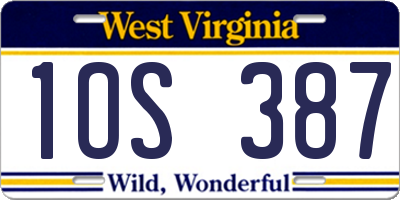 WV license plate 1OS387