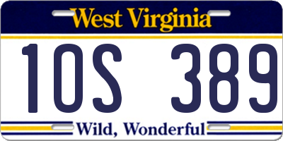 WV license plate 1OS389