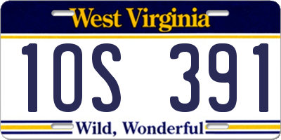 WV license plate 1OS391