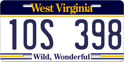 WV license plate 1OS398