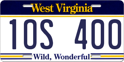 WV license plate 1OS400