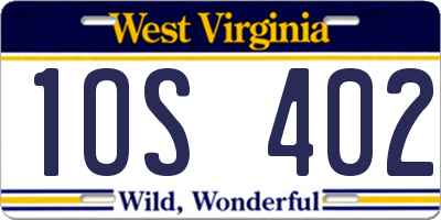 WV license plate 1OS402