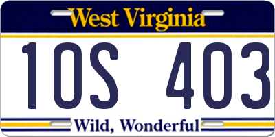 WV license plate 1OS403