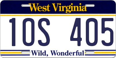 WV license plate 1OS405