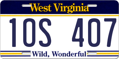 WV license plate 1OS407