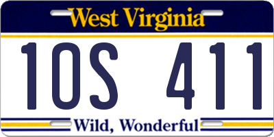 WV license plate 1OS411