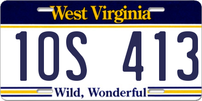 WV license plate 1OS413