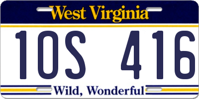 WV license plate 1OS416