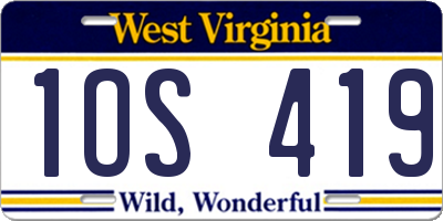 WV license plate 1OS419