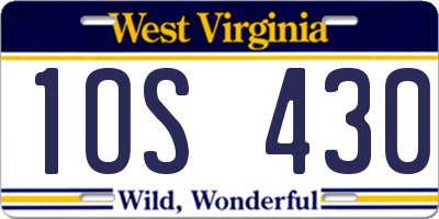 WV license plate 1OS430