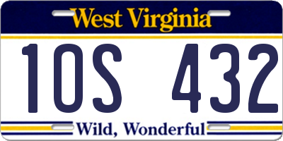 WV license plate 1OS432