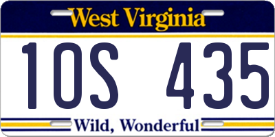 WV license plate 1OS435